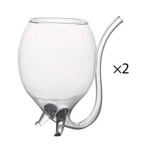 2 Vampire Straw Wine glasses - Transparent